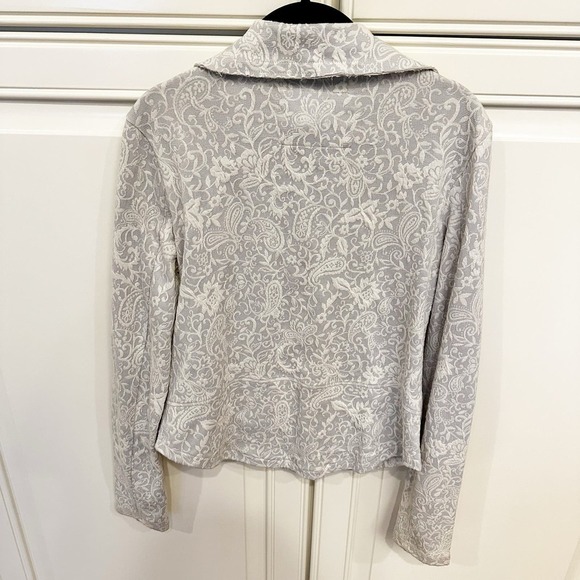 Anthropologie Saturday Sunday Luddy Moto Paisley Knit Sweater Jacket Pale Grey - Picture 11 of 11